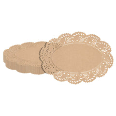 Pastry Tek Oval Kraft Paper Doilies - Lace - 9