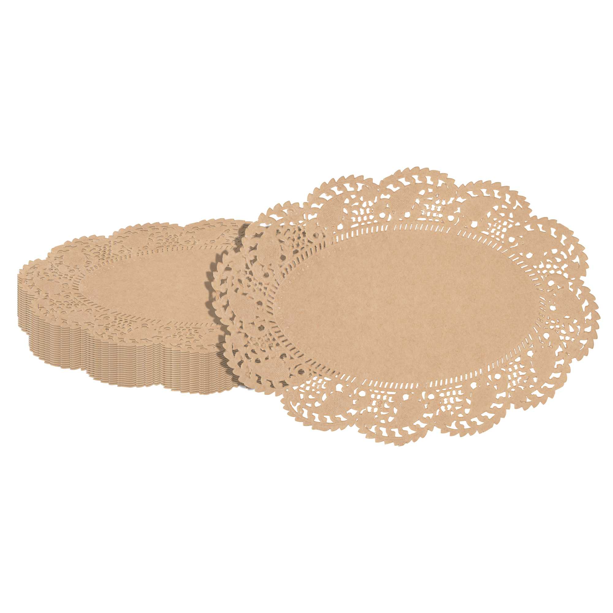 Pastry Tek Oval Kraft Paper Doilies - Lace - 9" x 6 1/2" - 4000 count box
