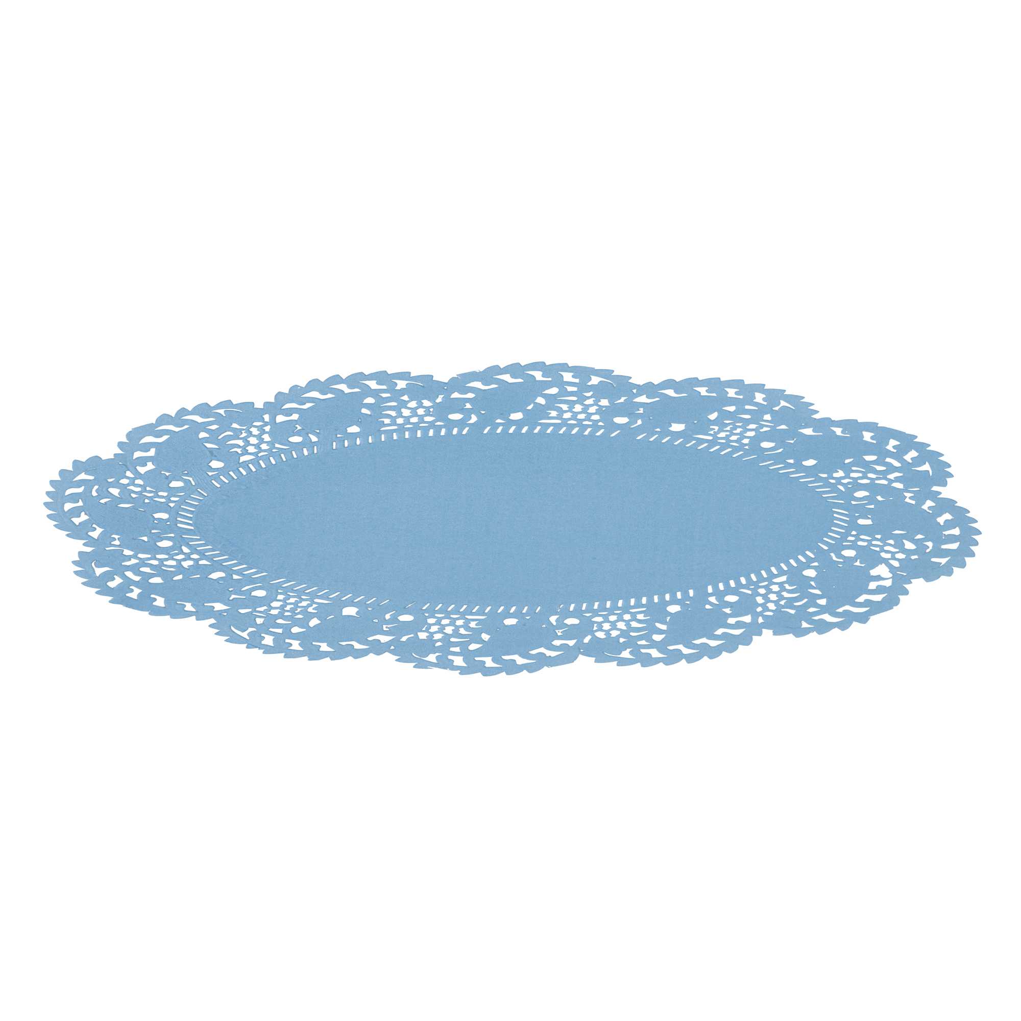 Pastry Tek Oval Sky Blue Paper Doilies - Lace - 9" x 6 1/2" - 4000 count box