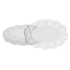 Pastry Tek Oval White Paper Doilies - Lace - 9