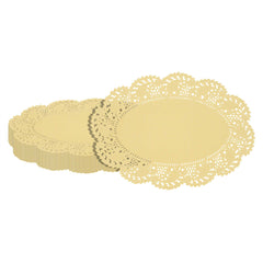 Pastry Tek Oval Yellow Paper Doilies - Lace - 9