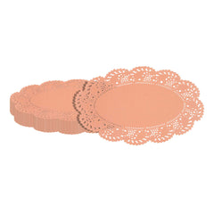 Pastry Tek Oval Coral Paper Doilies - Lace - 10 1/2