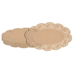 Pastry Tek Oval Kraft Paper Doilies - Lace - 10 1/2