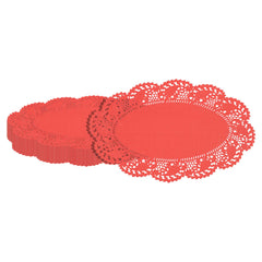 Pastry Tek Oval Red Paper Doilies - Lace - 10 1/2