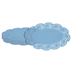 Pastry Tek Oval Sky Blue Paper Doilies - Lace - 10 1/2