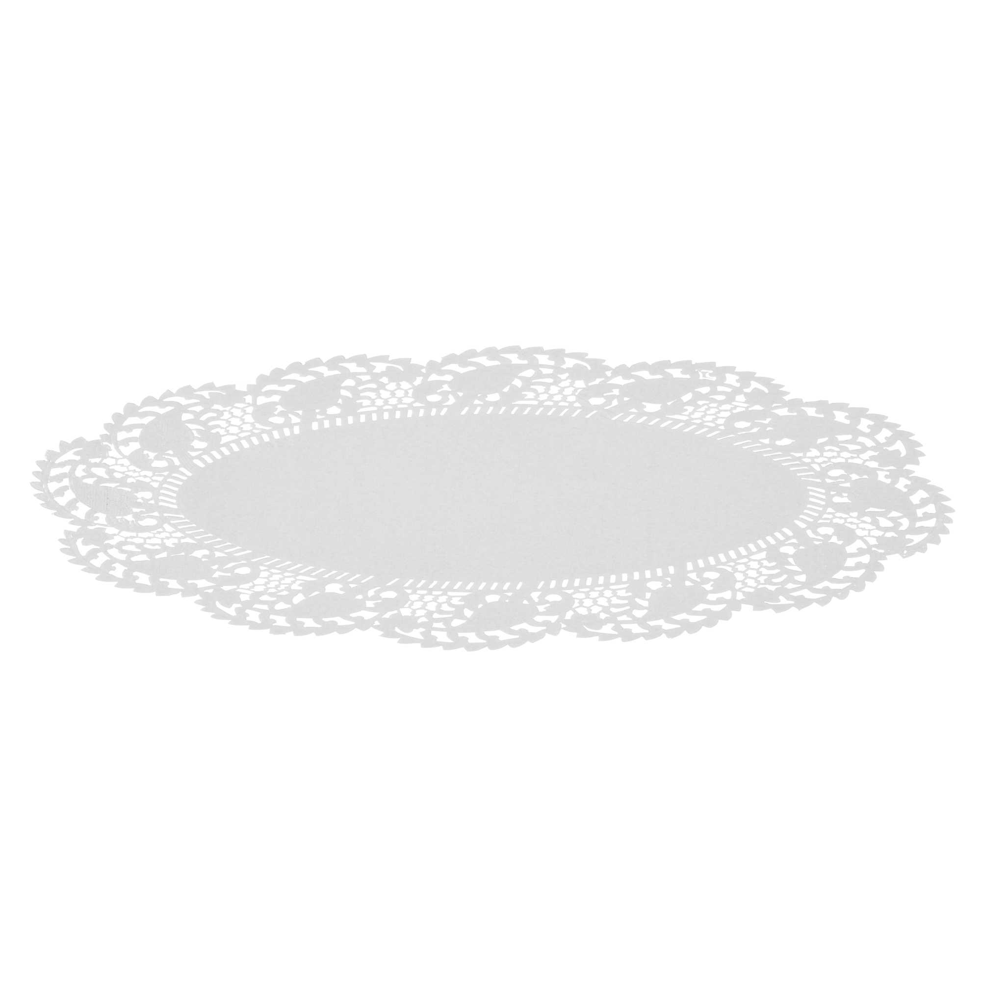 Pastry Tek Oval White Paper Doilies - Lace - 10 1/2" x 6 1/2" - 100 count box