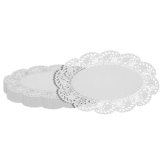 Pastry Tek Oval White Paper Doilies - Lace - 10 1/2