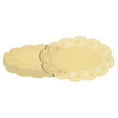 Pastry Tek Oval Yellow Paper Doilies - Lace - 10 1/2