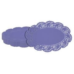 Pastry Tek Oval Purple Paper Doilies - Lace - 12 1/2