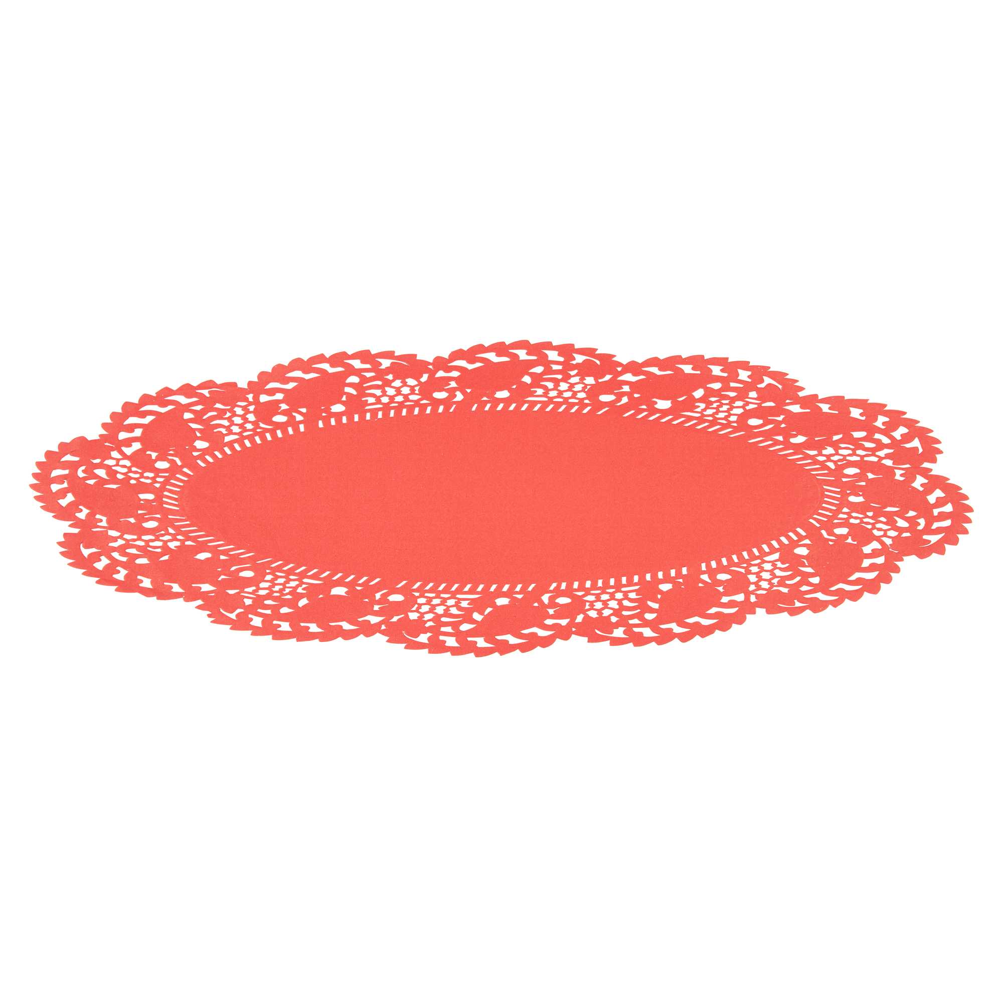 Pastry Tek Oval Red Paper Doilies - Lace - 12 1/2" x 8 1/2" - 4000 count box
