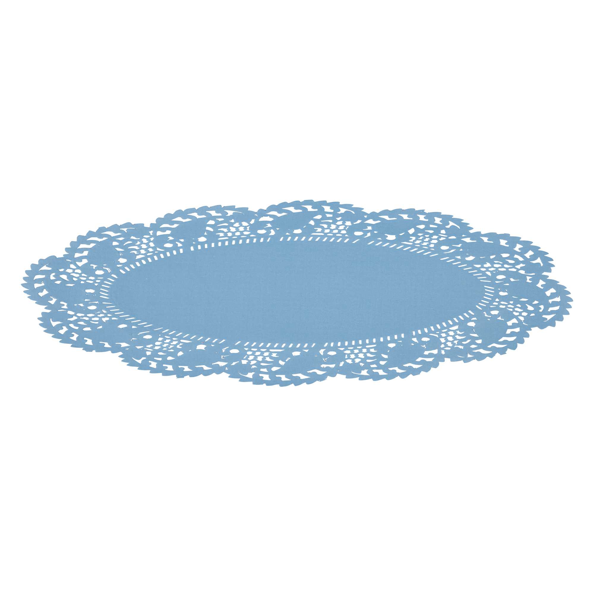 Pastry Tek Oval Sky Blue Paper Doilies - Lace - 12 1/2" x 8 1/2" - 100 count box