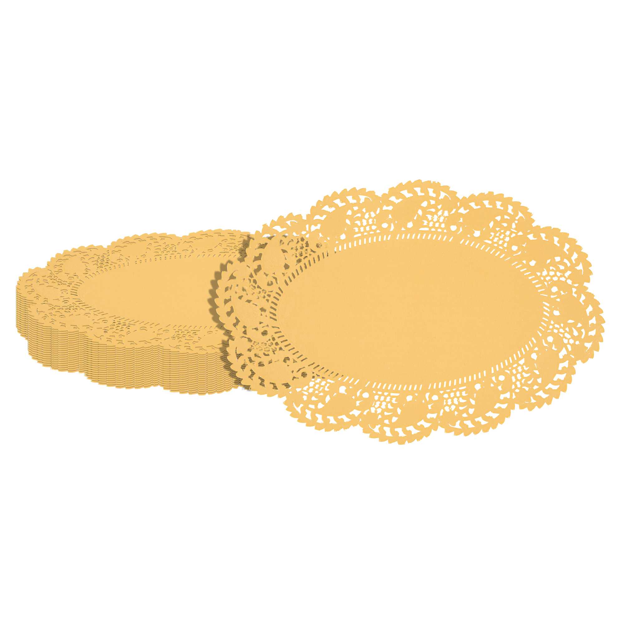 Pastry Tek Oval Orange Paper Doilies - Lace - 12 1/2" x 8 1/2" - 100 count box