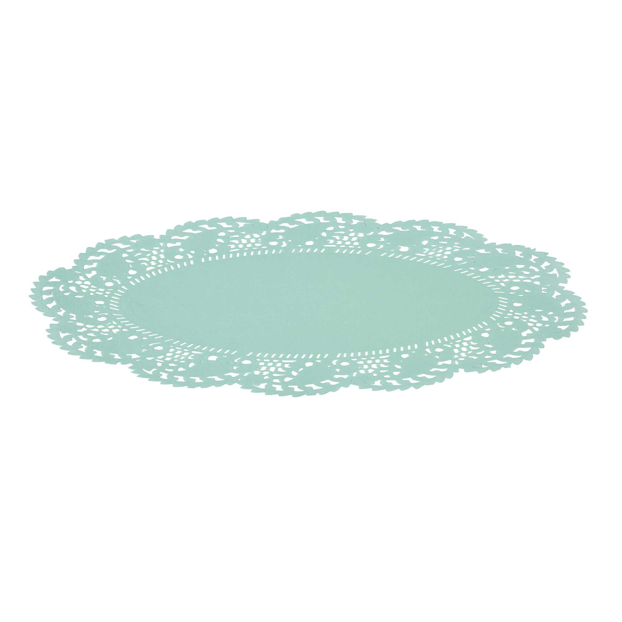 Pastry Tek Oval Teal Paper Doilies - Lace - 12 1/2" x 8 1/2" - 4000 count box