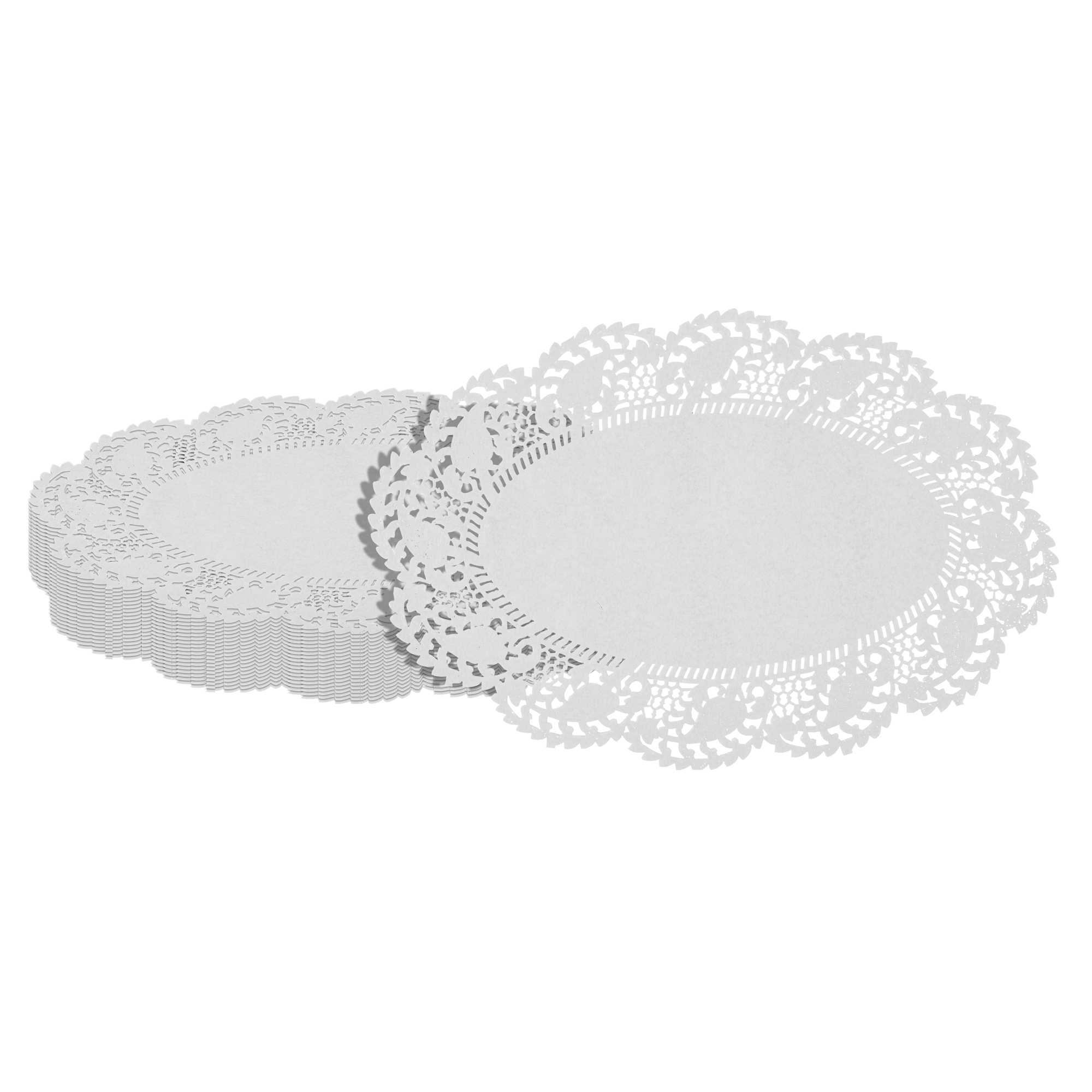 Pastry Tek Oval White Paper Doilies - Lace - 12 1/2" x 8 1/2" - 4000 count box