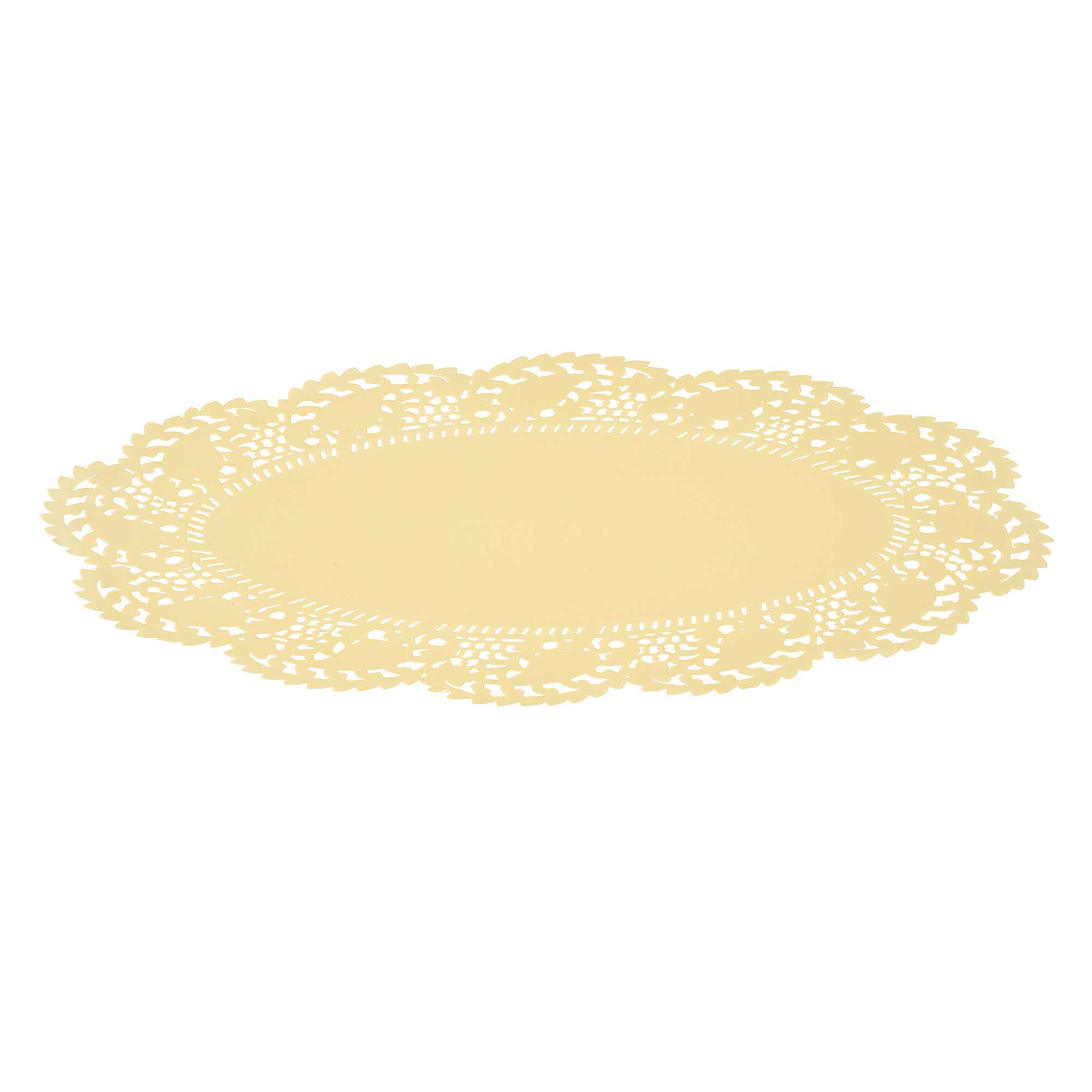 Pastry Tek Oval Yellow Paper Doilies - Lace - 12 1/2" x 8 1/2" - 4000 count box
