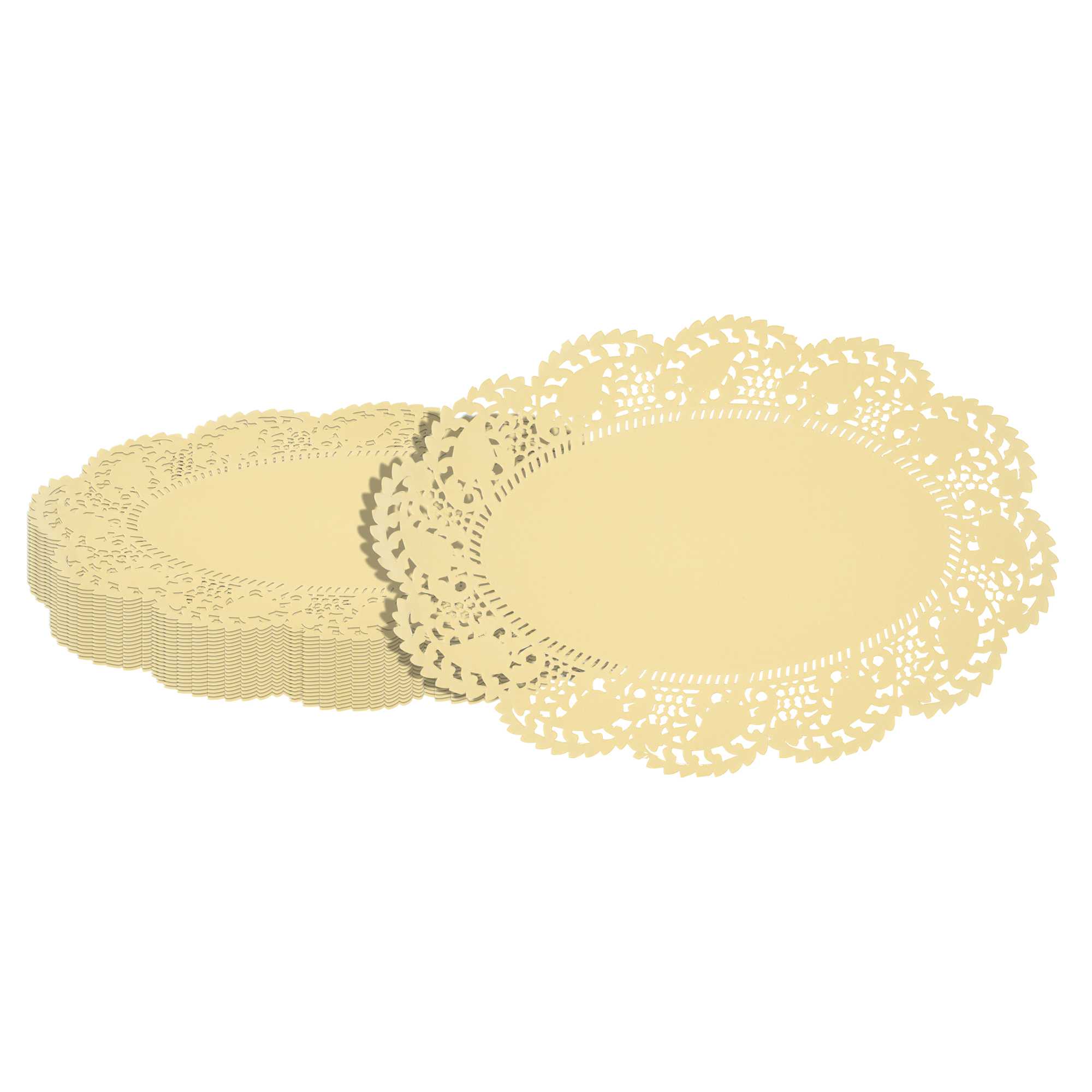 Pastry Tek Oval Yellow Paper Doilies - Lace - 12 1/2" x 8 1/2" - 100 count box