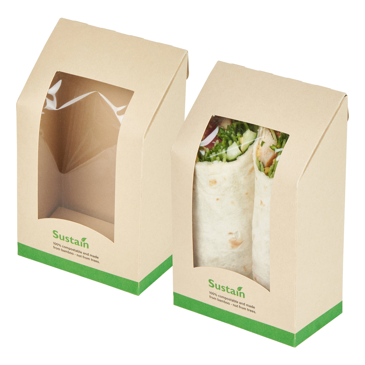 Sustain Bamboo Paper Sandwich / Wrap Take Out Container - with PLA ...