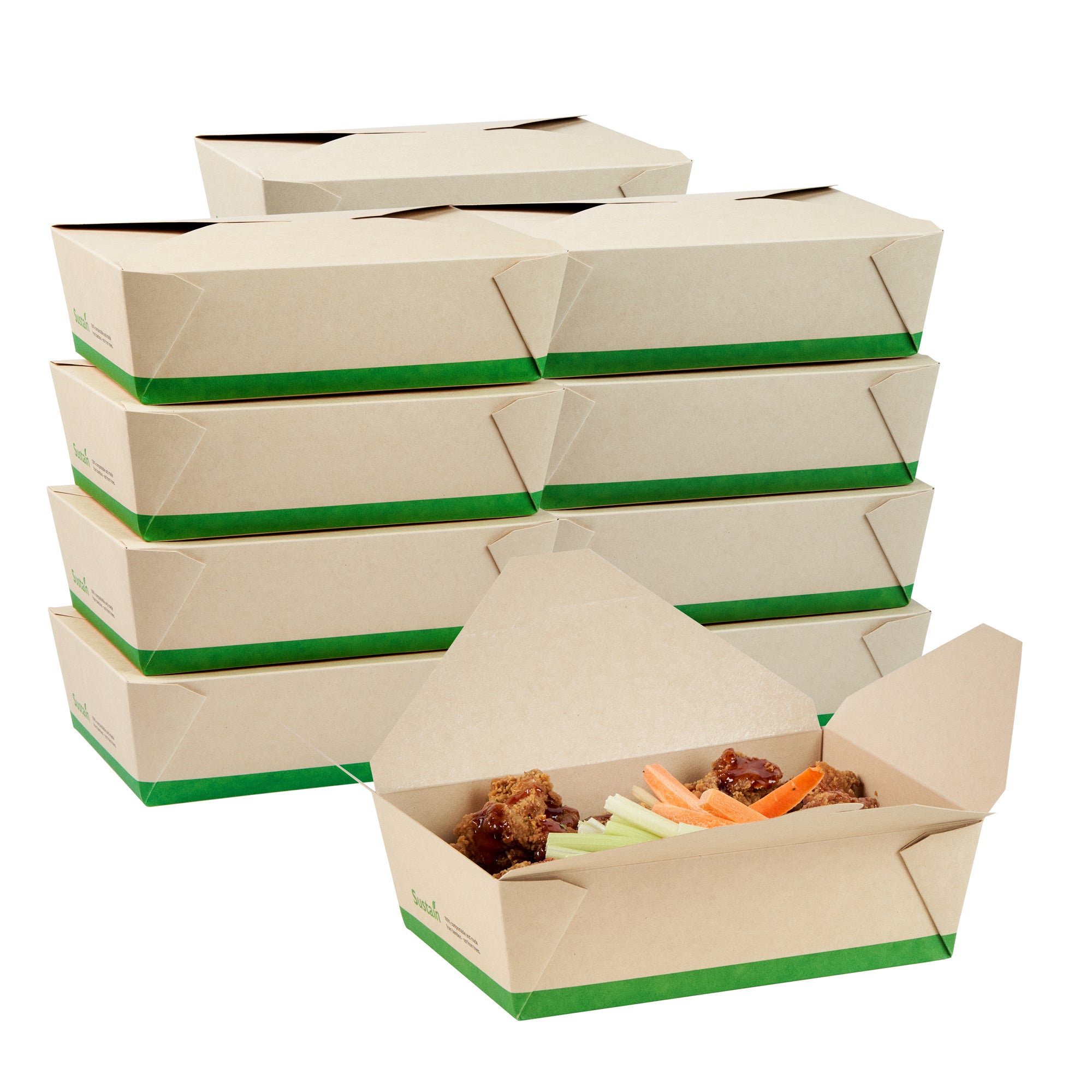 Sustain 71 oz Rectangle Bamboo Paper #3 Bio Box Take Out Container ...