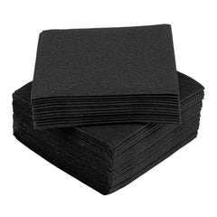 Luxenap Square Black Paper Linen-Feel Cocktail Napkin - Air Laid - 9 1/2