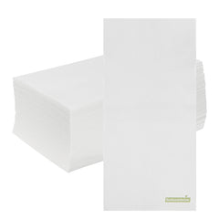 Luxenap Rectangle White Paper Linen-Feel Guest Towel - Air Laid - 15 3/4