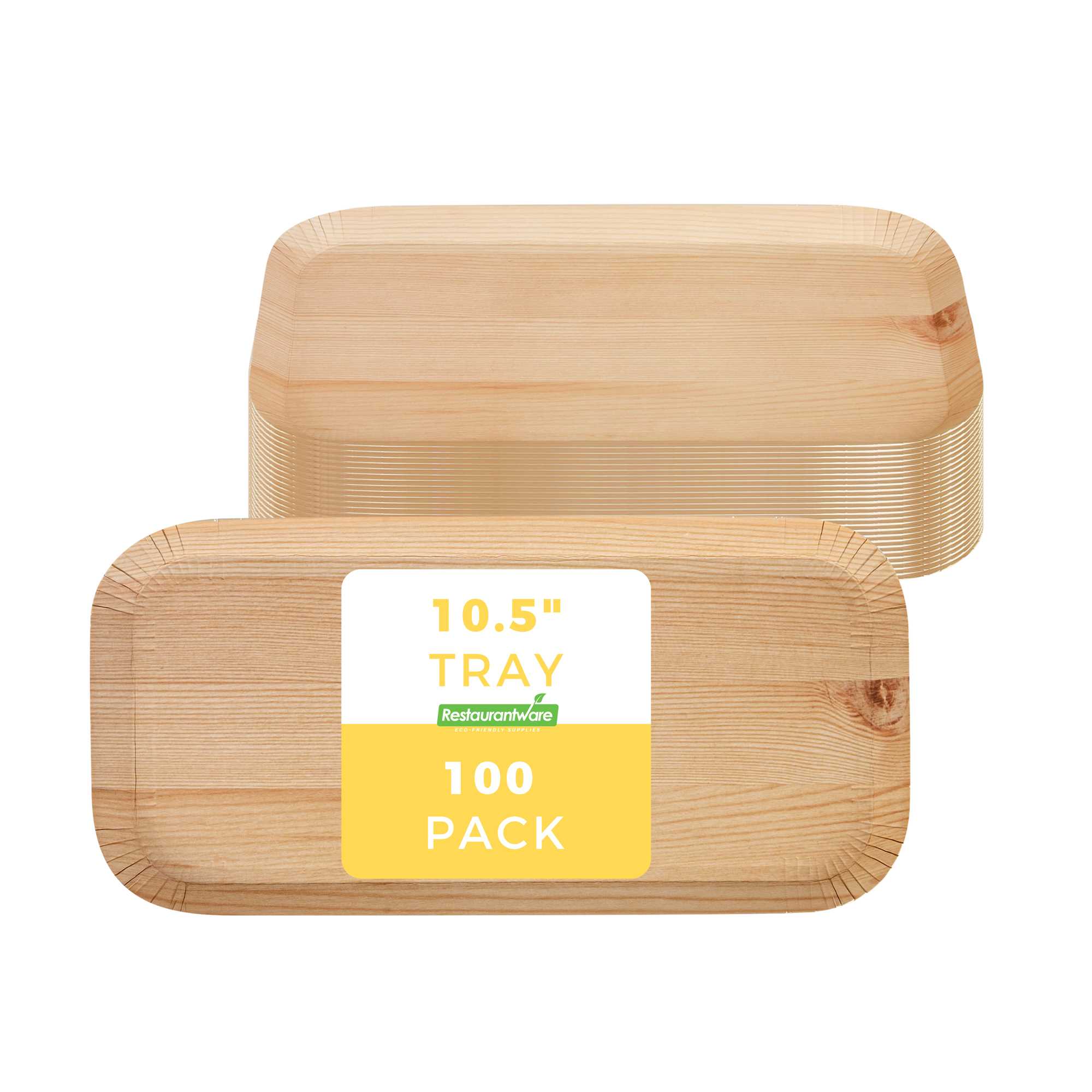 Cater Tek Rectangle Food Tray - Faux Wood - 10 1/2" x 5" - 400 count box
