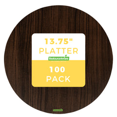 Cater Tek Round Dark Cardboard Cheese / Charcuterie Board - Faux Wood - 13 3/4