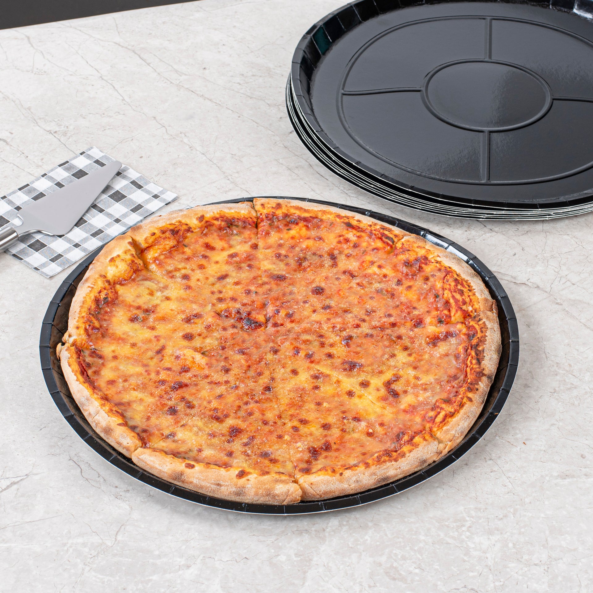Eco Pie Round Black Paperboard Pizza Tray - Oven-Safe - 16" - 50 count box