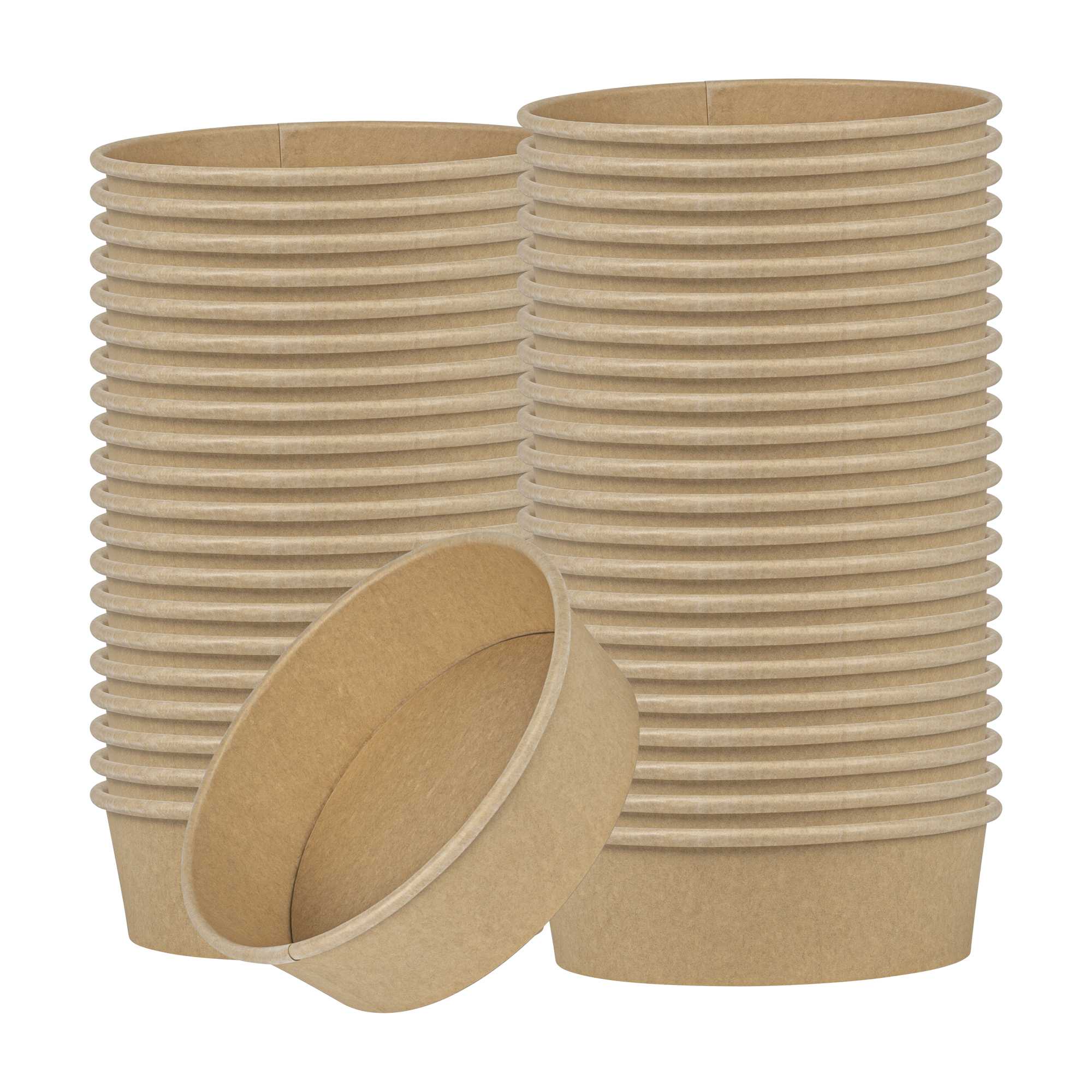 Bio Tek 17 oz Round Kraft Paper Take Out Container - 6" x 6" x 1 3/4" - 50 count box