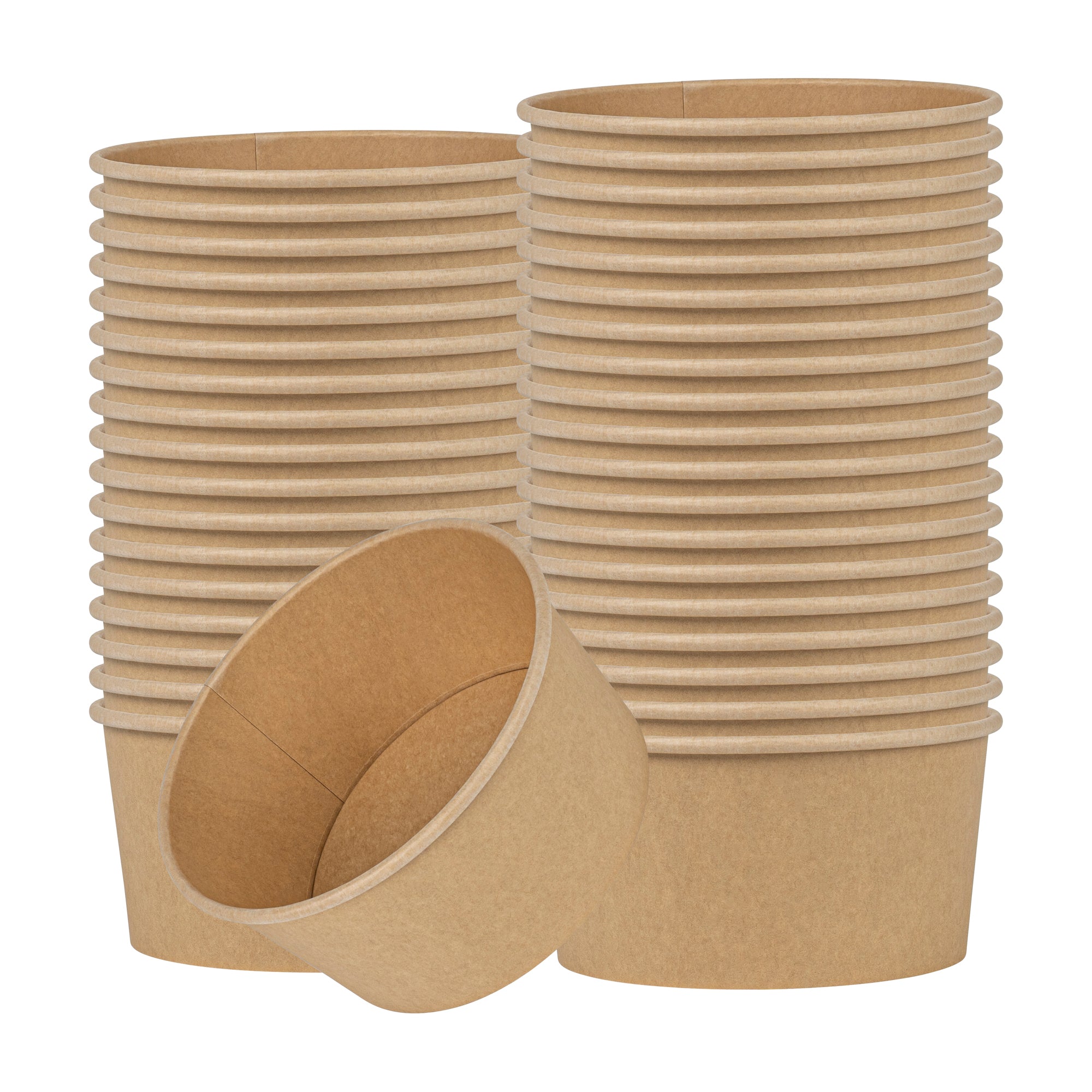 Bio Tek 34 oz Round Kraft Paper Take Out Container - 6" x 6" x 3" - 200 count box
