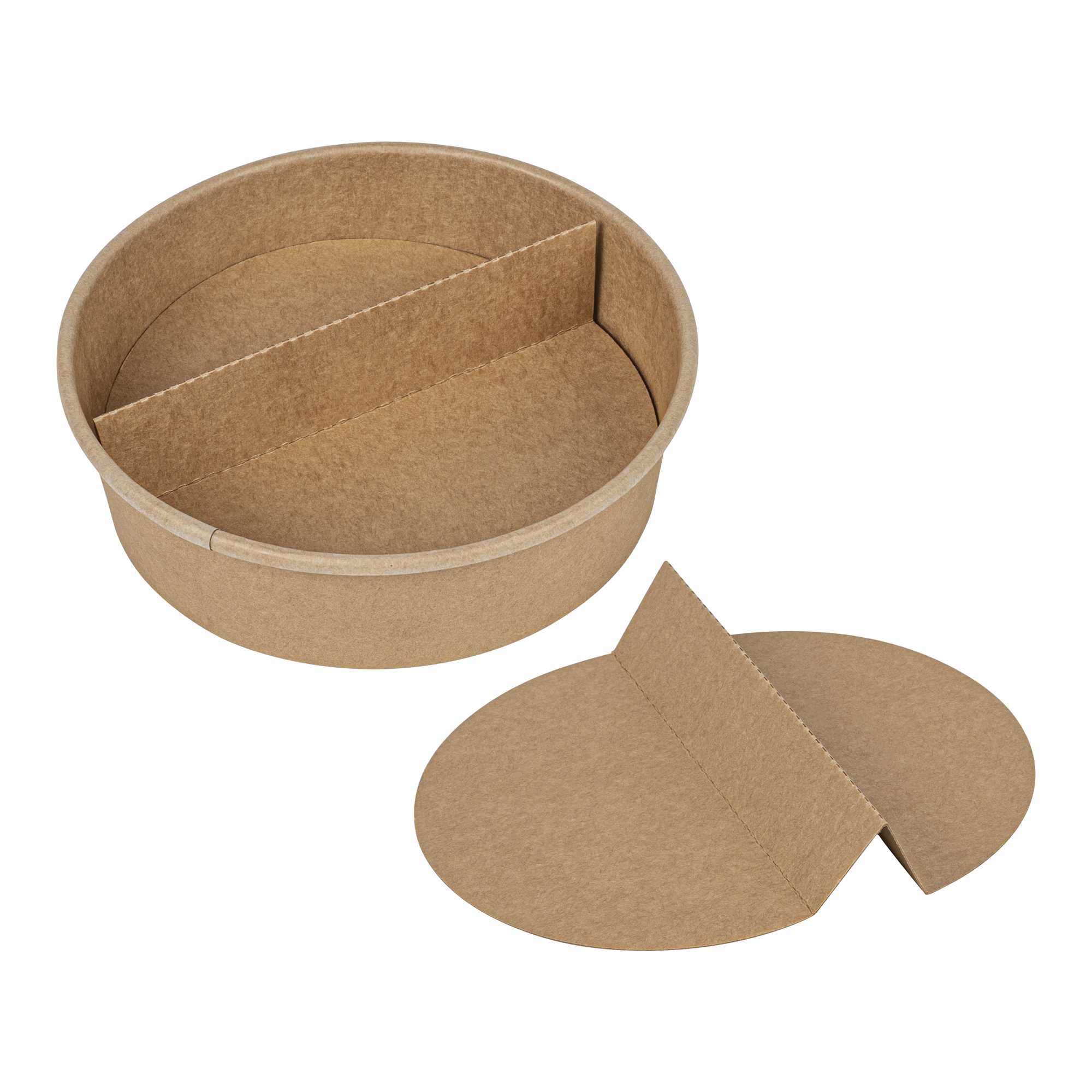 Bio Tek Kraft Paper 2-Compartment Insert - Fits 22, 37 and 42 oz Containers - 50 count box