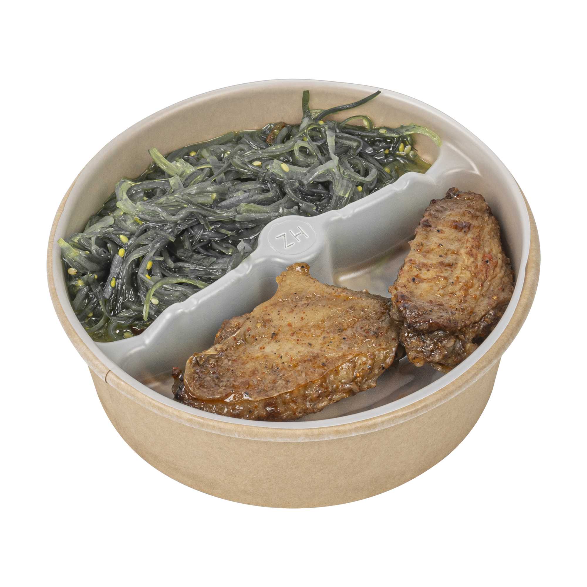 Bio Tek 12 oz White Plastic 2-Compartment Insert Tray - Fits 17-45 oz Containers - 200 count box