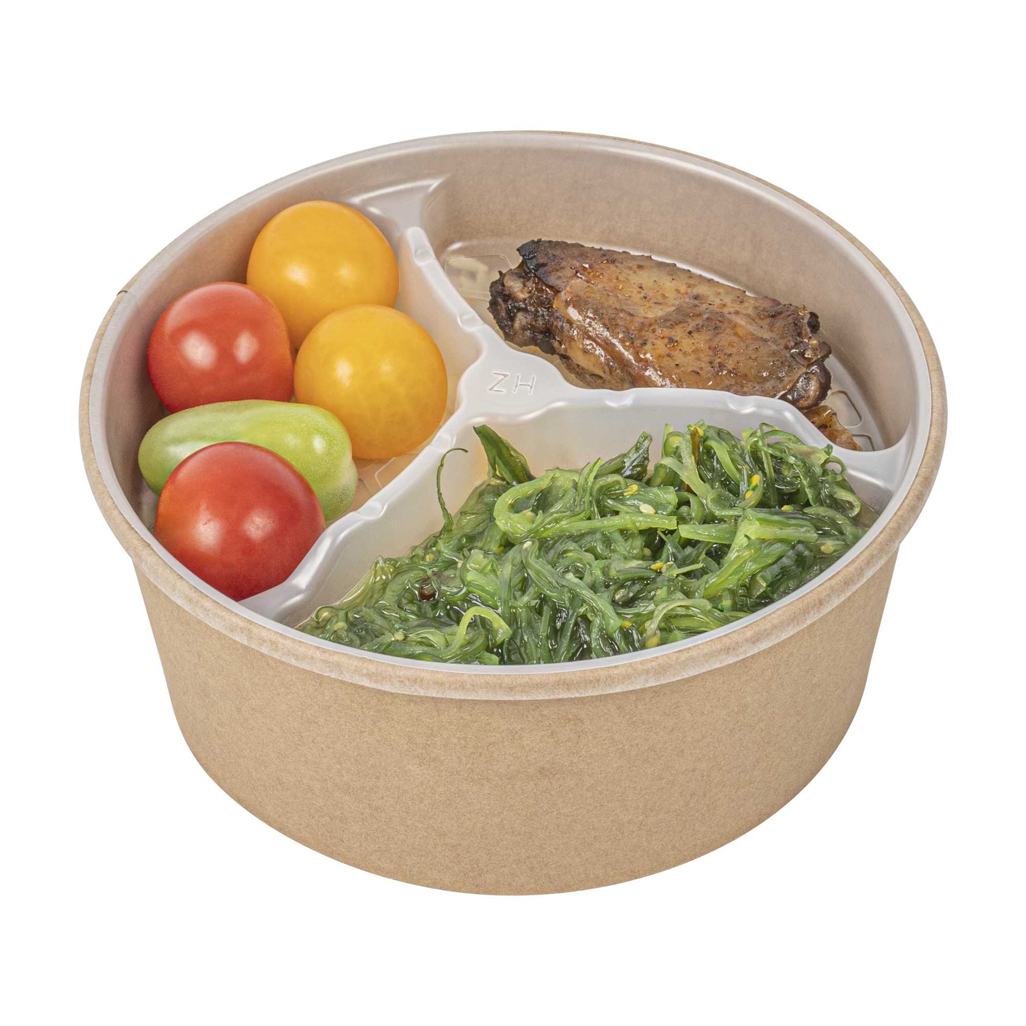 Bio Tek 15 oz White Plastic 3-Compartment Insert Tray - Fits 17-45 oz Containers - 50 count box