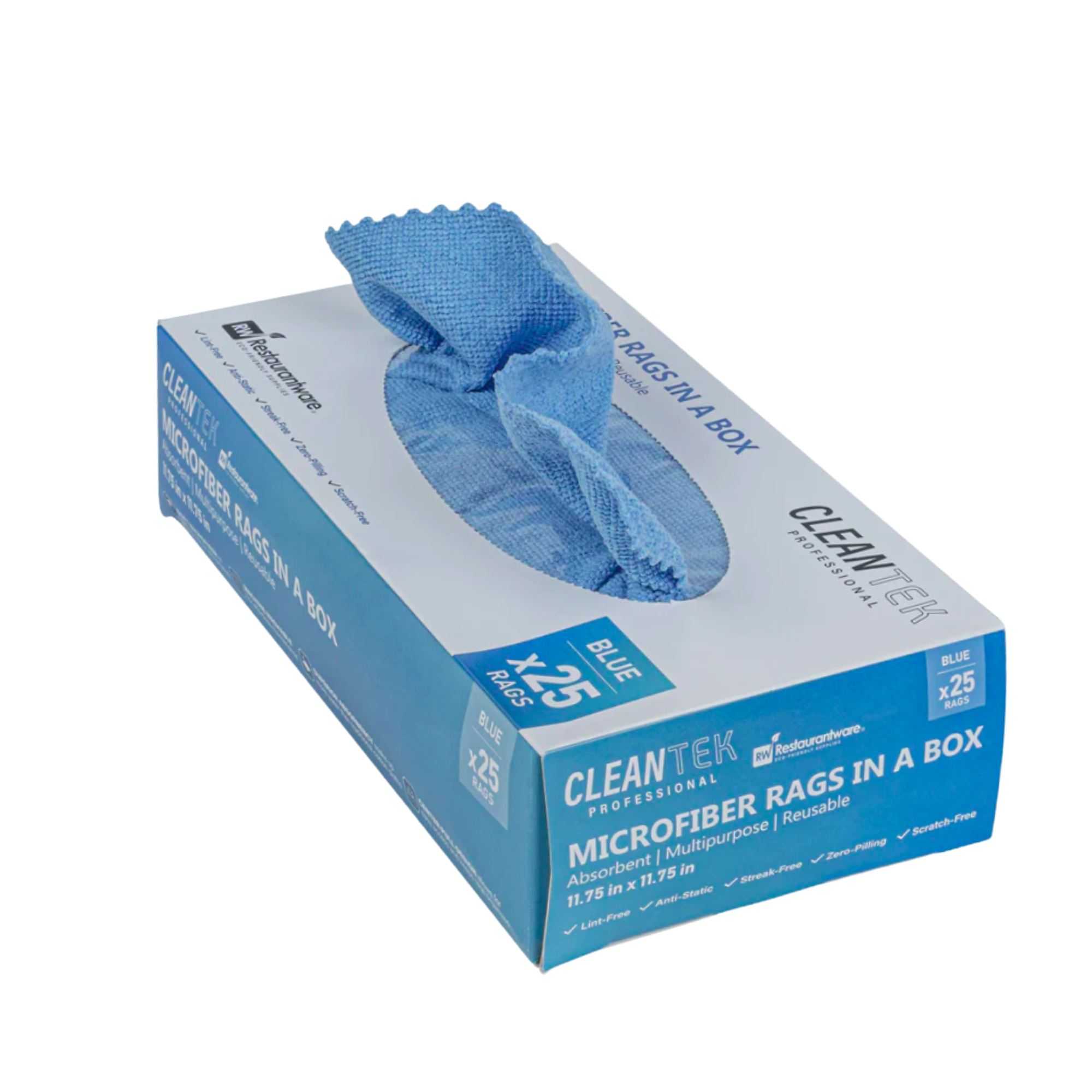 Clean Tek Professional Blue Microfiber Rags In A Box - 11 3/4