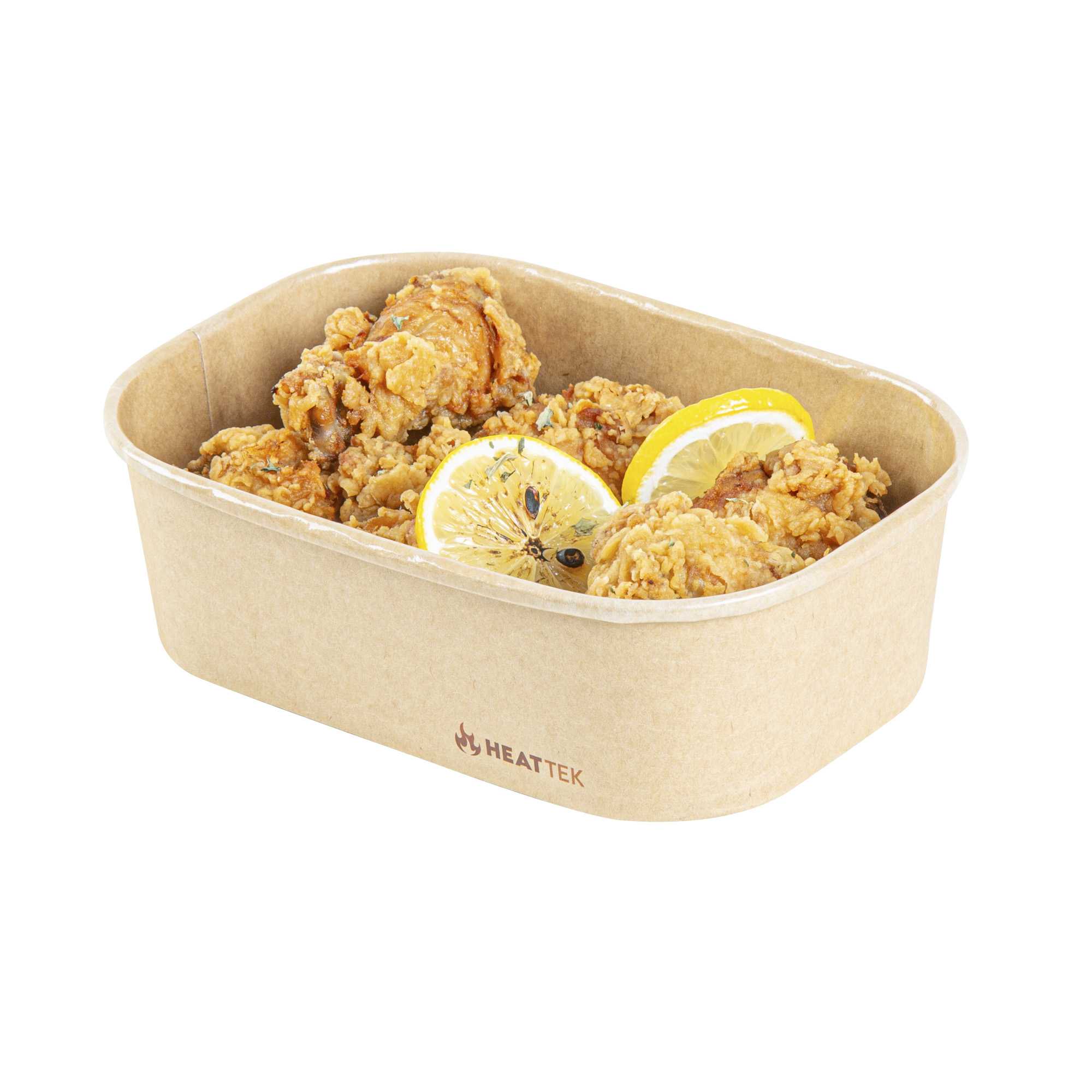 Heat Tek 20 oz Oval Kraft Paper Serving Container - Oven-Safe - 6 3/4" x 4 3/4" x 2" - 25 count box