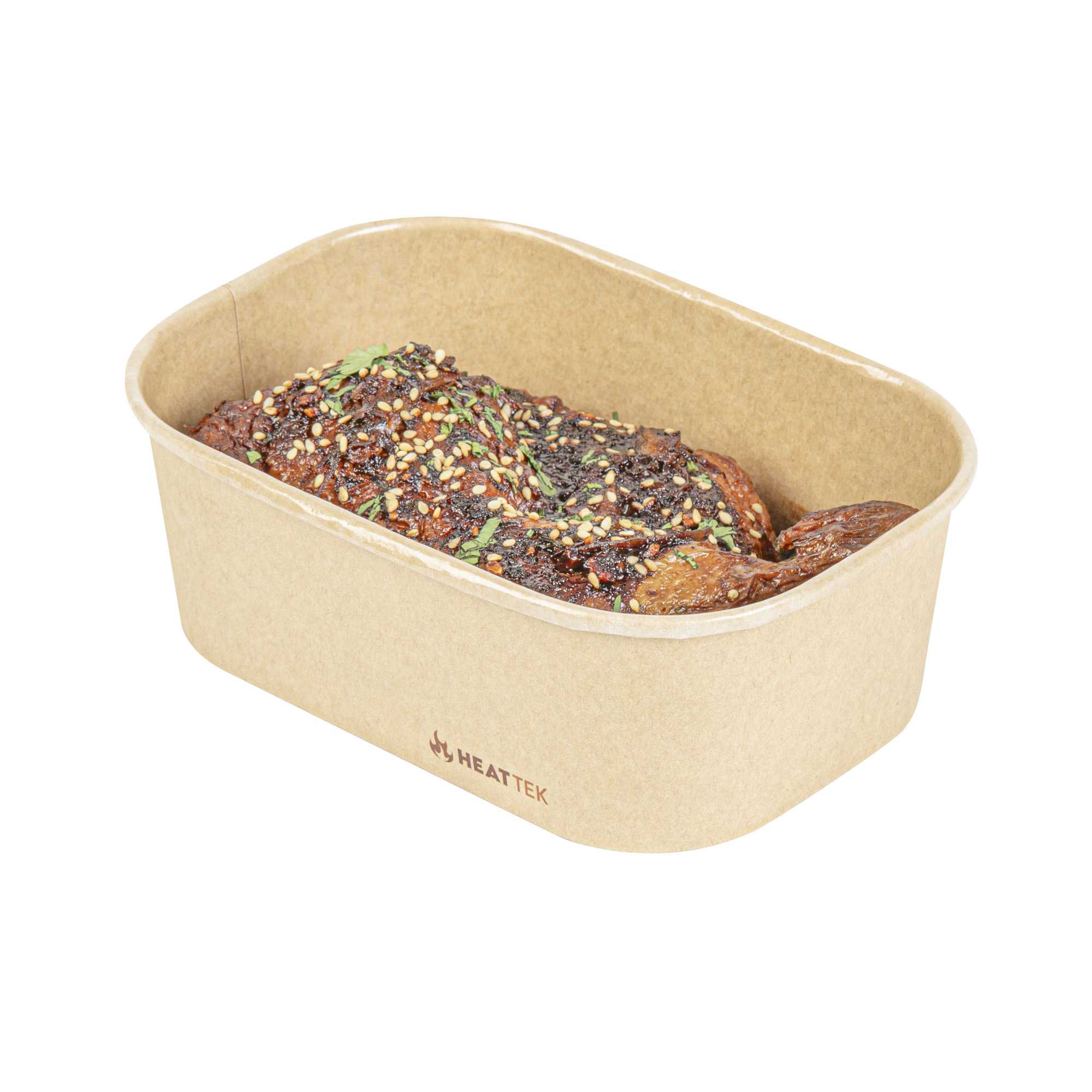 Heat Tek 25 oz Oval Kraft Paper Serving Container - Oven-Safe - 6 3/4" x 4 3/4" x 2 1/4" - 25 count box