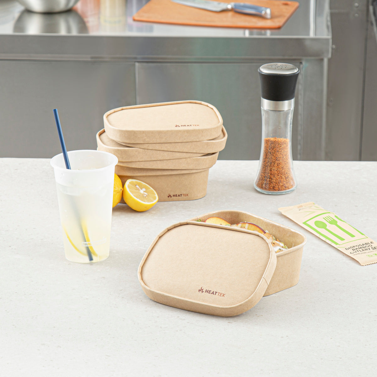 Heat Tek Oval Kraft Paper Lid - Fits 17, 20, 25 and 34 oz Serving Container- 100 count box