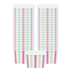 Coppetta 12 oz Square Green And Pink Stripe Paper To Go Cup - 4 1/4