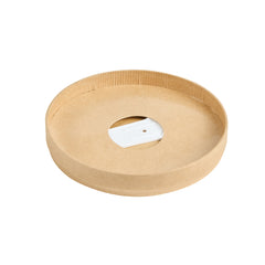 Coppetta Round Brown Paper Lid - Fits 12 oz To Go Cup, with Spoon - 3 3/4