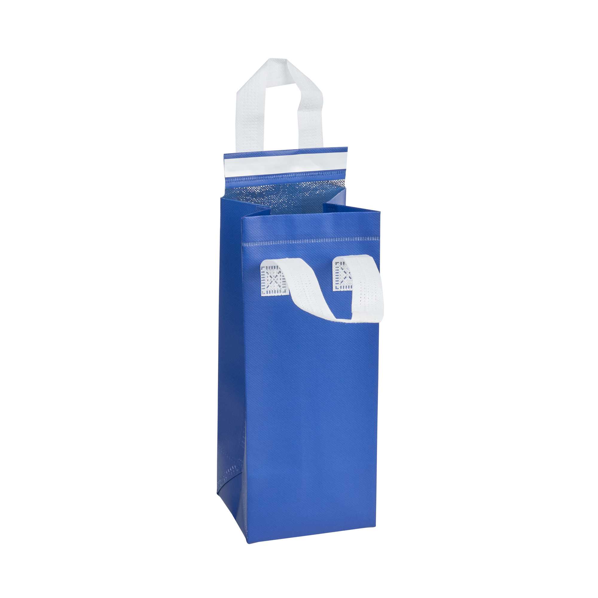 Bag Tek Blue Insulated Take Out Bag - Tamper-Evident - 4 3/4" x 4" x 11" - 500 count box