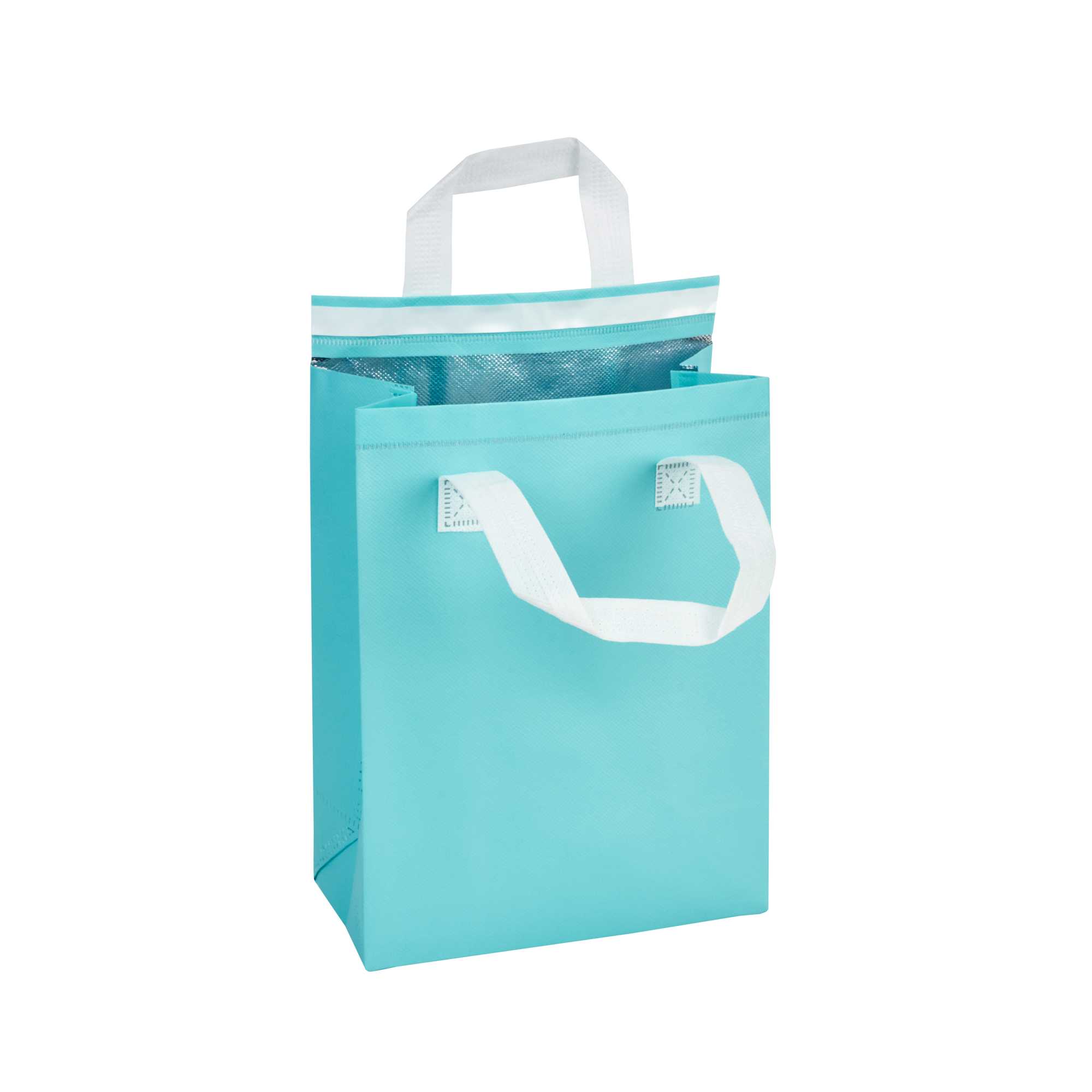 Bag Tek Teal Insulated Take Out Bag - Tamper-Evident - 8 1/4" x 4 1/4" x 10 3/4" - 400 count box