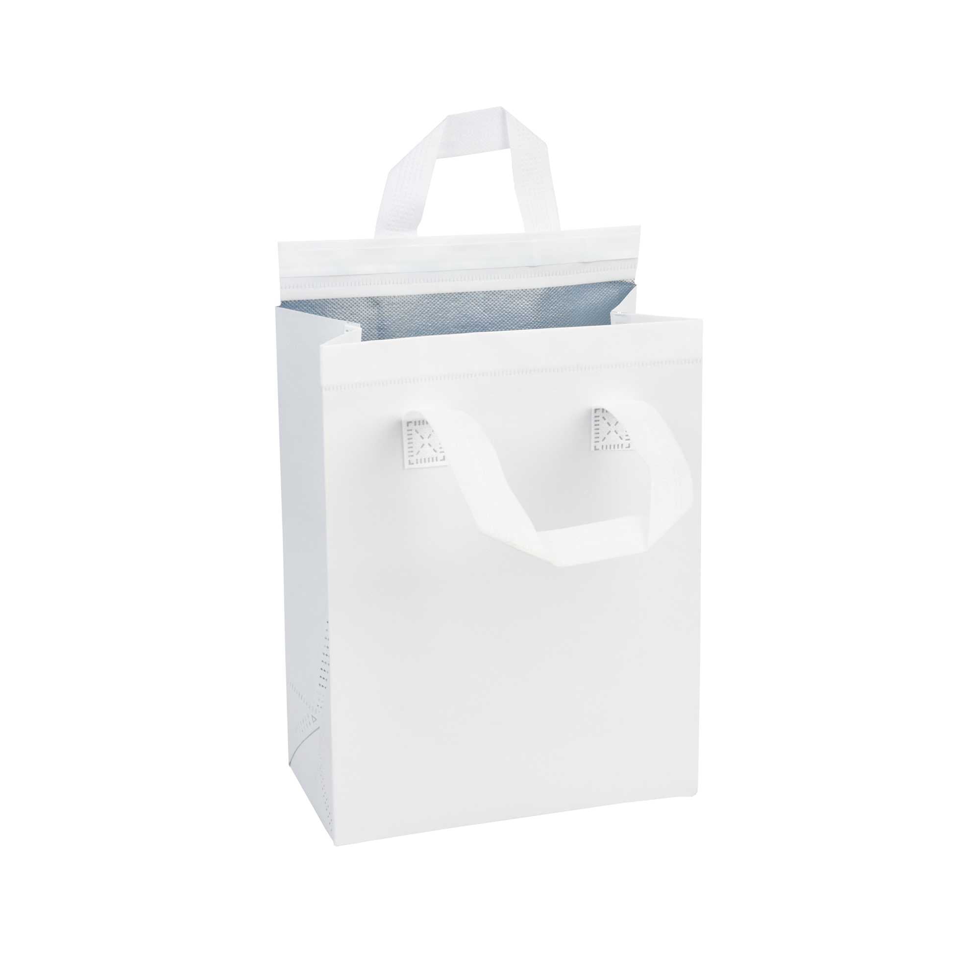 Bag Tek White Insulated Take Out Bag - Tamper-Evident - 8 1/4" x 4 1/4" x 10 3/4" - 400 count box