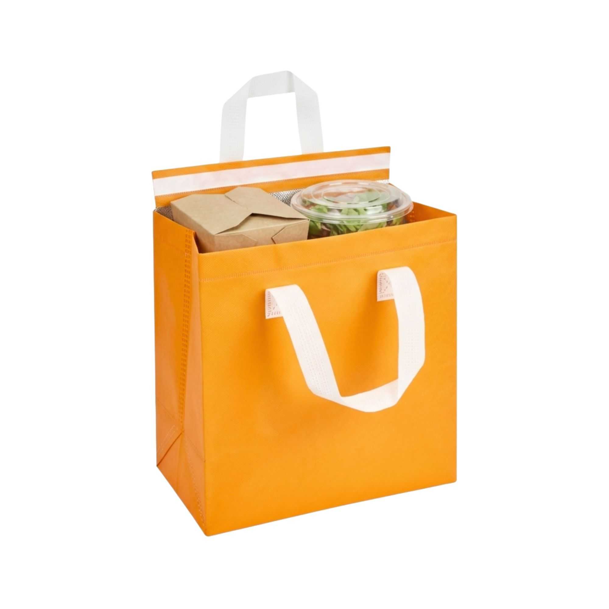 Bag Tek Orange Insulated Take Out Bag - Tamper-Evident - 9 1/2" x 6" x 10 1/4" - 400 count box