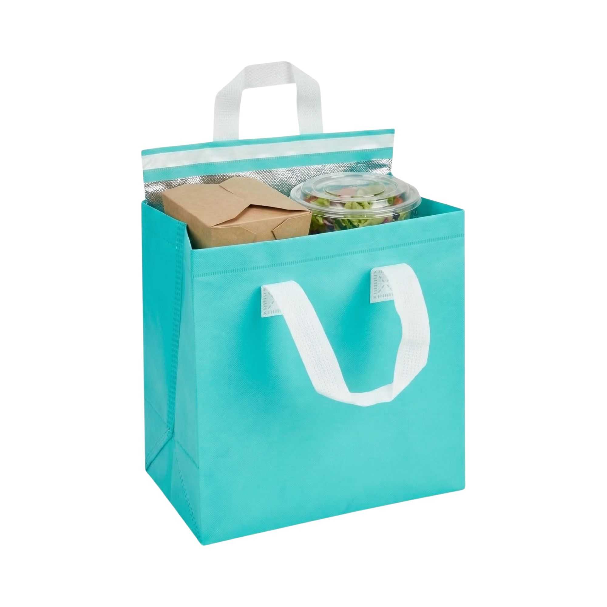 Bag Tek Teal Insulated Take Out Bag - Tamper-Evident - 9 1/2" x 6" x 10 1/4" - 400 count box