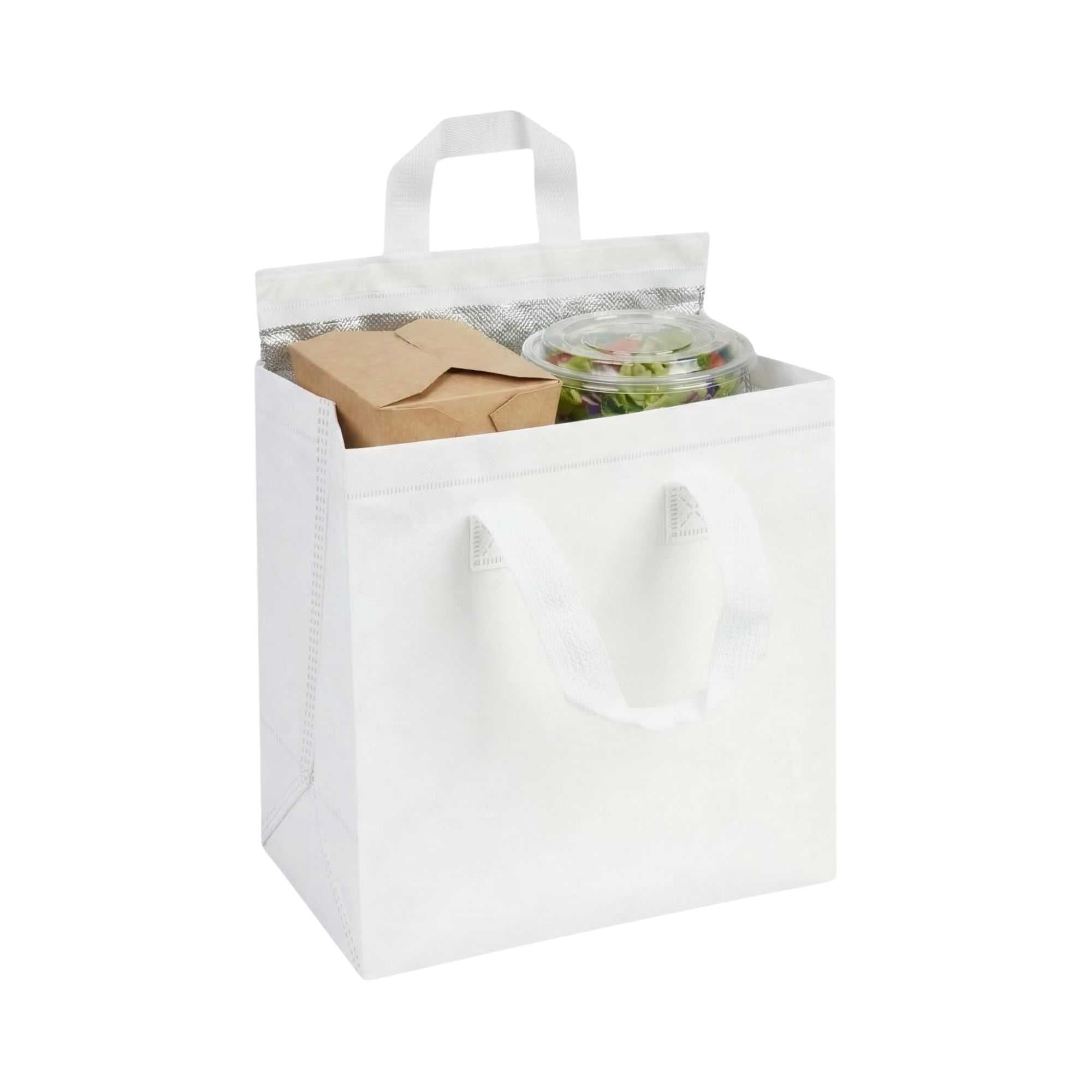 Bag Tek White Insulated Take Out Bag - Tamper-Evident - 9 1/2" x 6" x 10 1/4" - 400 count box