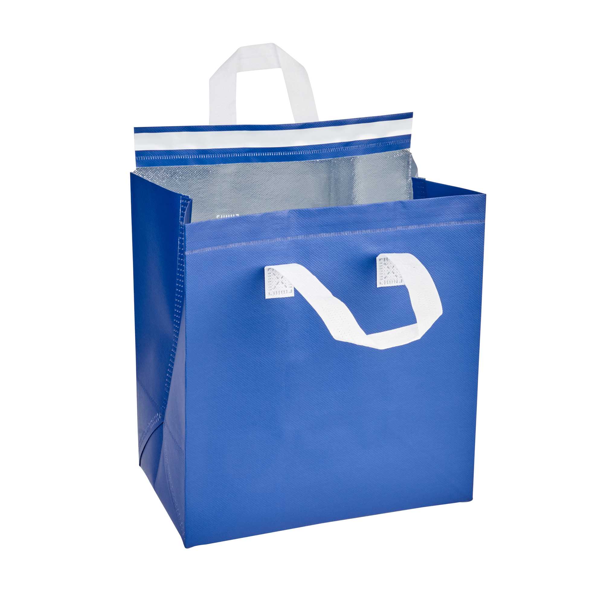 Bag Tek Blue Insulated Take Out Bag - Tamper-Evident - 10 1/4" x 6 3/4" x 11" - 400 count box