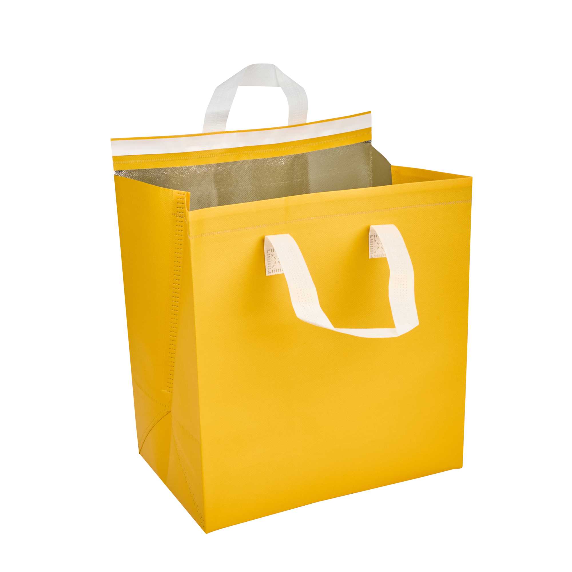 Bag Tek Yellow Insulated Take Out Bag - Tamper-Evident - 11 3/4" x 7 3/4" x 12 1/2" - 200 count box