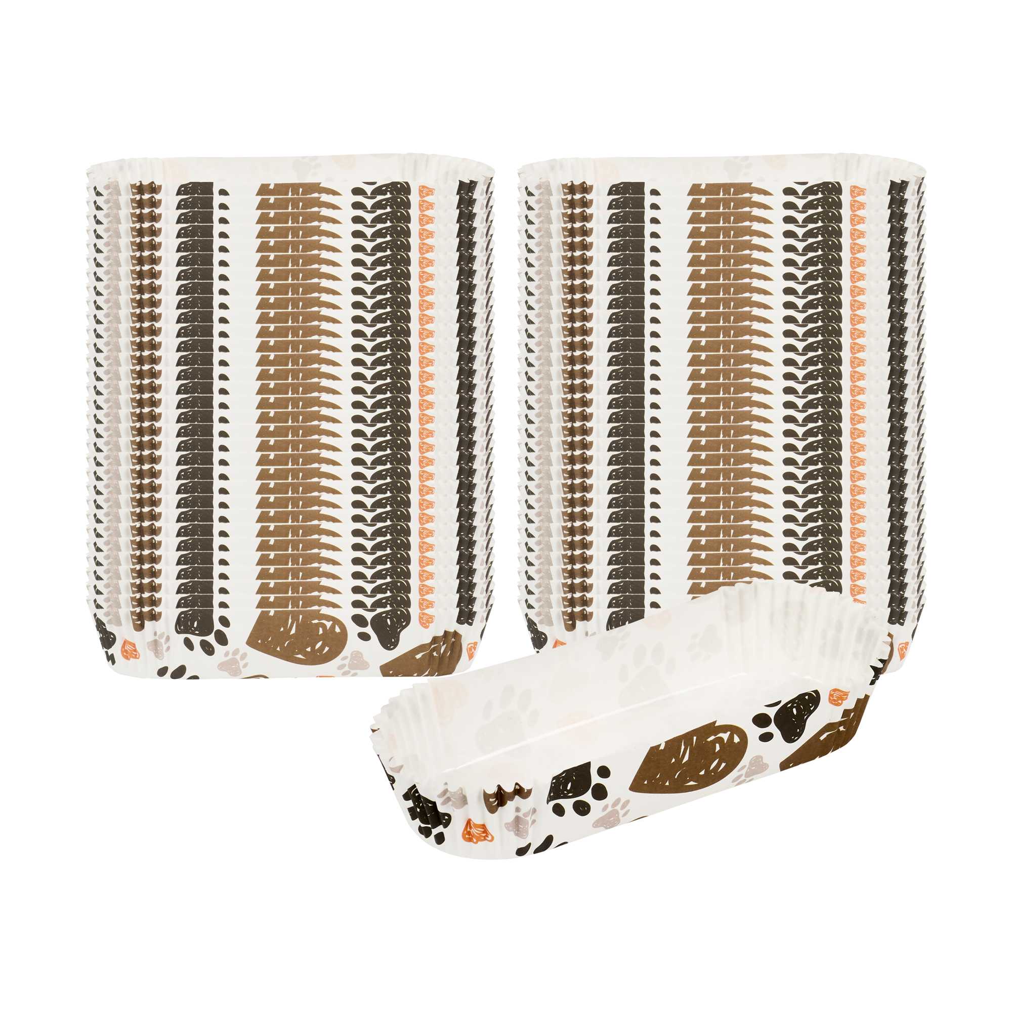 Panificio 6.8 oz Elliptical Paper Baking Cup - Paw Print, Ridged, Greaseproof - 5 1/2" x 2" x 1" - 4000 count box