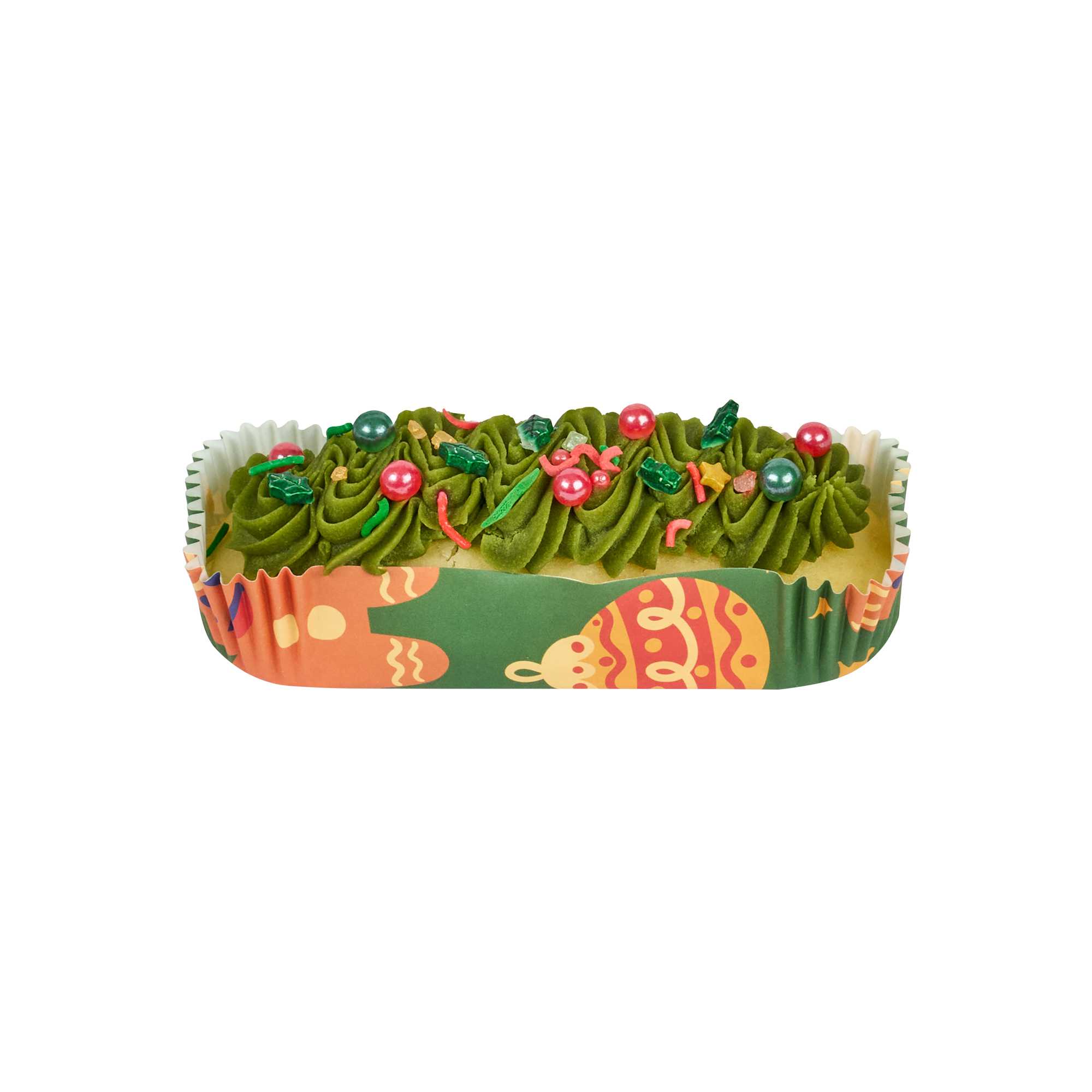Panificio 6.8 oz Elliptical Paper Baking Cup - Christmas, Ridged, Greaseproof - 5 1/2" x 2" x 1" - 4000 count box