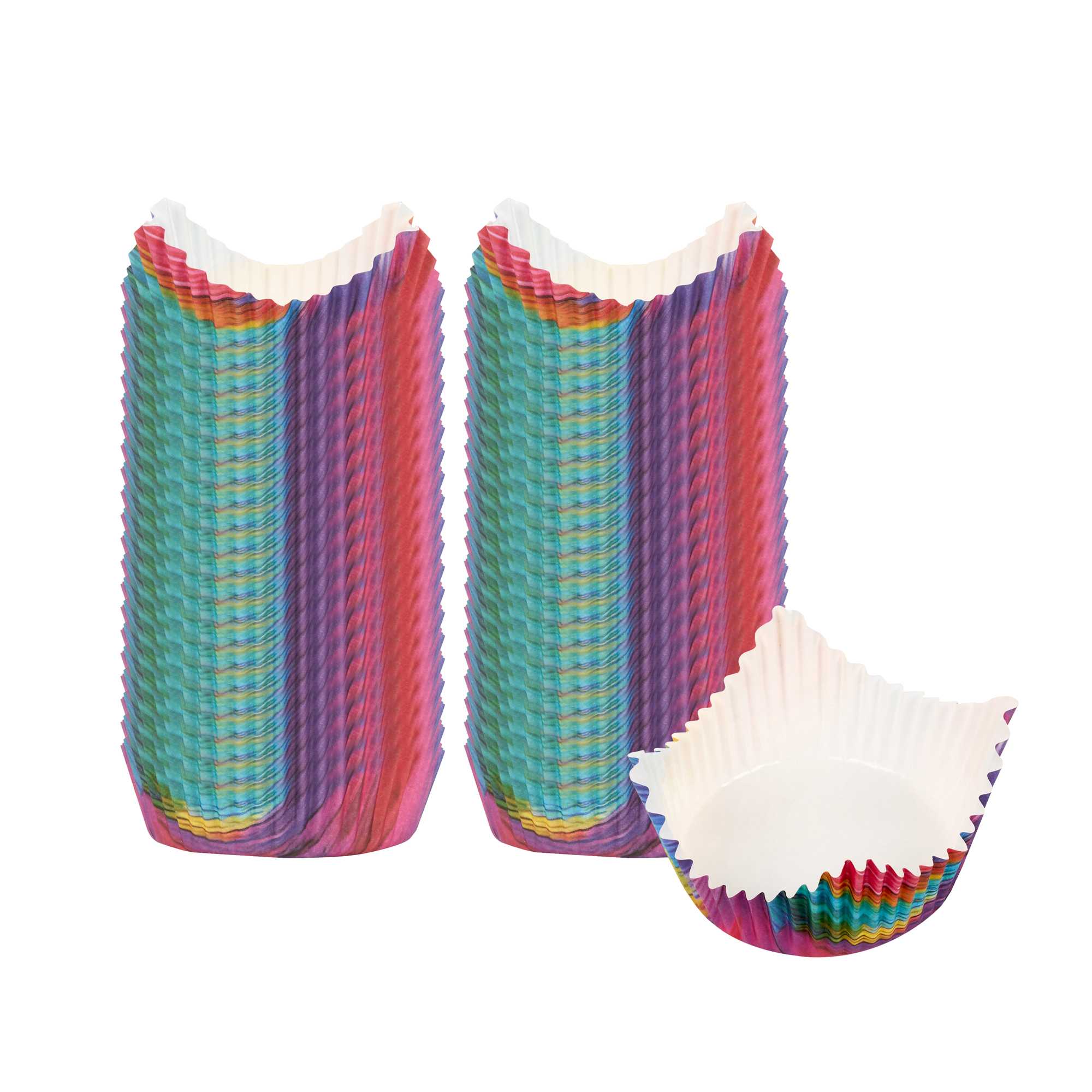 Panificio 4 oz Petal Paper Baking Cup - Colorful Abstract Waves, Ridged, Greaseproof - 2 1/4" x 2 1/4" x 1 1/2" - 4000 count box