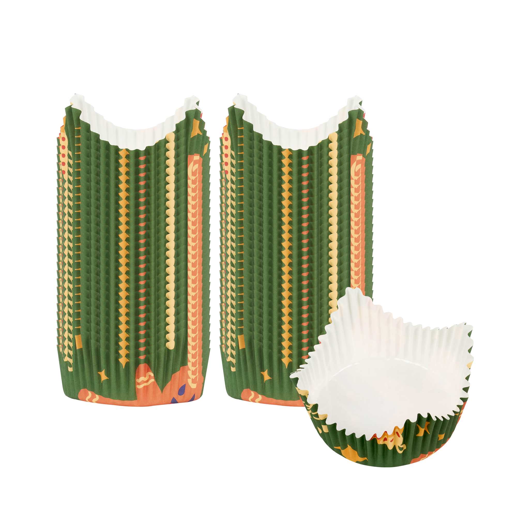 Panificio 4 oz Petal Paper Baking Cup - Christmas, Ridged, Greaseproof - 2" x 2" x 2" - 4000 count box